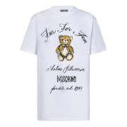 Witte Teddybeerprint Oversized T-shirt Moschino , White , Dames