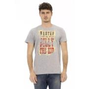 Grijs Casual T-shirt met Frontprint Trussardi , Gray , Heren