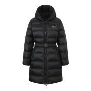 Zwarte Lange Donsjas met Capuchon Duvetica , Black , Dames