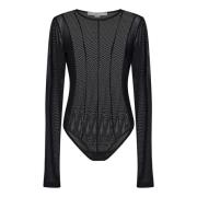 Zwarte Mesh Longsleeve Top Remain Birger Christensen , Black , Dames