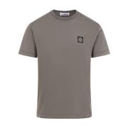 Bruin Katoenen T-shirt Ronde Hals Stone Island , Brown , Heren