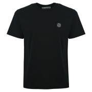 Zwart Katoenen T-shirt Logo Hart Stone Island , Black , Heren