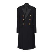 Lange militaire stijl jas Balmain , Black , Dames