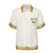 Zijden Tennis Club Bedrukte Shirt Casablanca , White , Heren