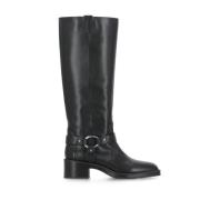 Zwarte Leren Dameslaarzen Ronde Neus Stuart Weitzman , Black , Dames