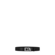 Zwarte Leren Riem Metalen Gesp Dsquared2 , Black , Heren