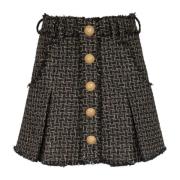 Lurex tweed geplooide rok Balmain , Black , Dames