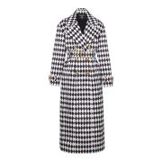 Trenchcoat met diamantprint en ceintuur Balmain , Black , Dames