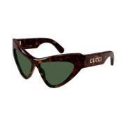 Cat-Eye Zonnebril met Logo Arm Gucci , Brown , Dames