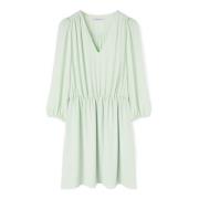 Korte Georgette Jurk met Ruches Motivi , Green , Dames