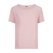 Zijden Roze T-shirt met Ronde Hals Her Shirt , Pink , Dames