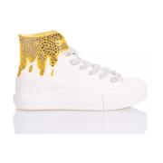 Handgemaakte Wit Goud Sneakers Mimanera , White , Dames