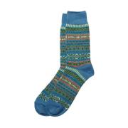 Blauwe Jacquard Crew Fairisle Trui RoToTo , Blue , Heren