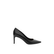 Zwarte leren puntige stilettohakken Parallele , Black , Dames