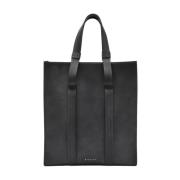 Zwarte Leren Shopper Biagini , Black , Heren