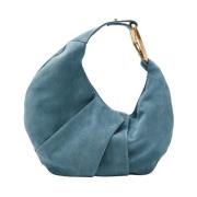 Suède Schoudertas met Messing Accessoire Biagini , Blue , Dames