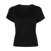 Zwart Katoenen T-shirt met Logo Patch Khaite , Black , Dames