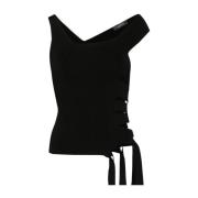 Zwarte Bandage Top met Asymmetrische Bandjes Mugler , Black , Dames