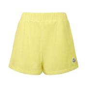 Terry Shorts Logo Patch Geel Moncler , Yellow , Dames