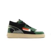 Vintage Stijl Leren Sneakers RUN OF , Green , Heren