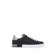 Portofino Leren Sneakers Dolce & Gabbana , Black , Heren