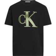 Zwart T-shirt met Monogram Design Calvin Klein , Black , Heren