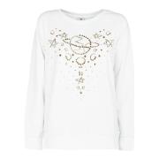 Dames katoenen trui met glitters Braccialini , White , Dames