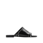 Gestikte Leren Sandalen Burberry , Black , Dames