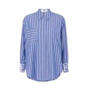 Blauw Gestreept Katoenen Liquette Shirt Elisabetta Franchi , Blue , Da...