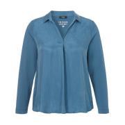 Blouse Lange Mouw Kraag 1/1 Arm Frapp , Blue , Dames