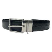 Zwarte Leren Omkeerbare Riem Hagedis Emporio Armani , Black , Heren