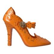 Oranje Bloemen Kristal Cinderella Pumps Dolce & Gabbana , Orange , Dam...