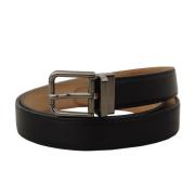 Zwarte leren riem met metalen gesp Dolce & Gabbana , Black , Heren