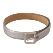 Zilveren Leren Riem met Gegraveerde Gesp Dolce & Gabbana , Gray , Dame...