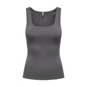 Korte Mouw Blouse 2-Ways Fit Top Only , Gray , Dames