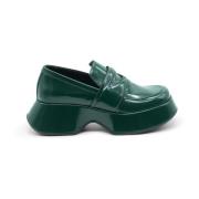 Geborsteld Kalfsleer Donkergroene Mocassin Vic Matié , Green , Dames