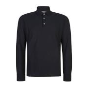 Zwarte polo met lange mouwen Zanone , Black , Heren