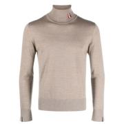 Merino Wool Turtle Neck Pullover Thom Browne , Brown , Heren