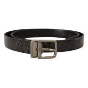 Luxe Grosgrain Leren Riem met Metalen Gesp Dolce & Gabbana , Black , H...