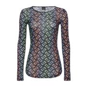 Multikleur Trui met Monogram Print Pinko , Multicolor , Dames