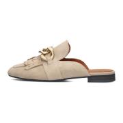 Beige Suède Fringe Muiltjes Notre-v , Beige , Dames