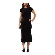 Modal Detail Dress Elegant Zwart Midi Calvin Klein , Black , Dames