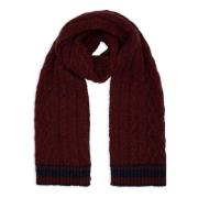 Burgundy Aran-Stitched Wool Scarf Gallo , Red , Unisex