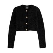 Metallic Tweed Cropped Cardigan Vest Scotch & Soda , Black , Dames