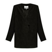 Blazer in speciale textuurstof Ganni , Black , Dames