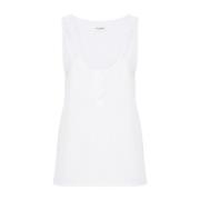 Witte Katoenen Poplin U-Hals Top Saint Laurent , White , Dames