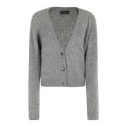 Boucle English Cardigan Roberto Collina , Gray , Dames