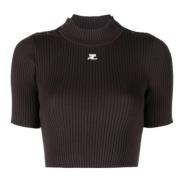 Rib Knit Crop Sweater Coffee Courrèges , Brown , Dames