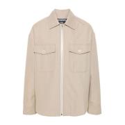 Beige Canvas Box-Pleat Jacket Jacquemus , Beige , Heren