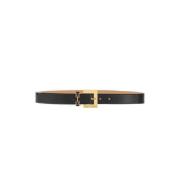 Zwart Leren Riem met Geëmailleerd Logo Elisabetta Franchi , Black , Da...